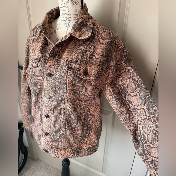 Free People Snake Print Trucker Jean Jacket - Picture 5 of 13
